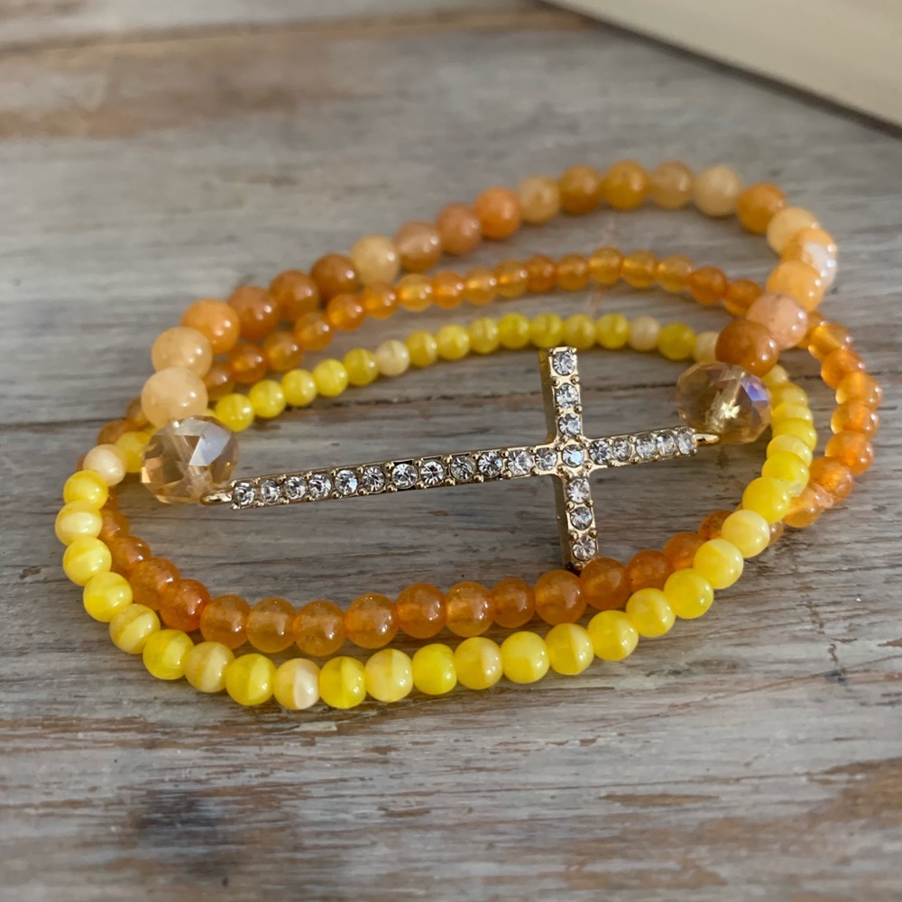 Beautiful yellow stackable bead bracelets